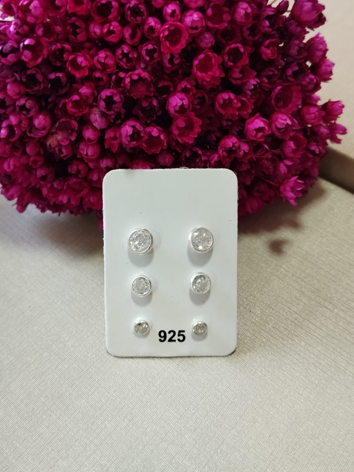 Trio de Brincos Redondo Zircônia em Prata 925